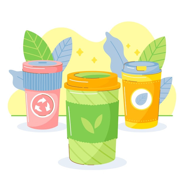 Hand drawn eco cup illustration