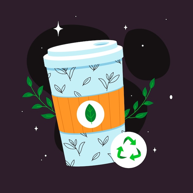 Hand drawn eco cup illustration