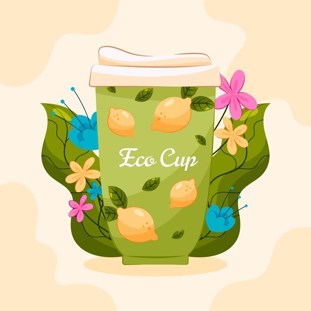 Hand drawn eco cup illustration