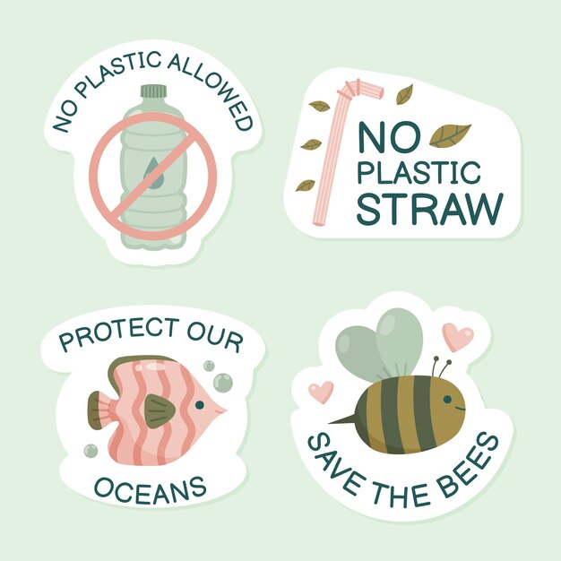 Hand drawn eco friendly badge collection