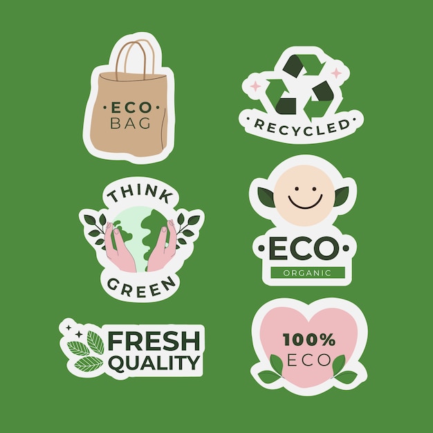 Hand drawn eco friendly badge pack