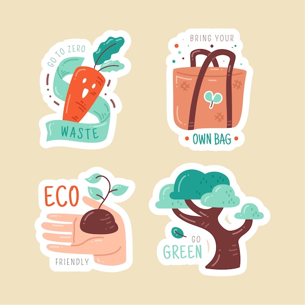 Hand drawn ecology badges pack