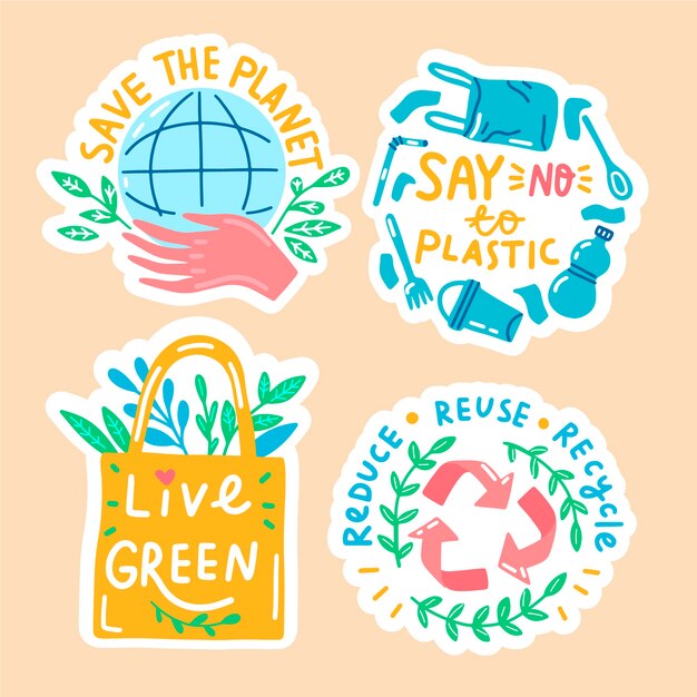 Hand drawn ecology badges