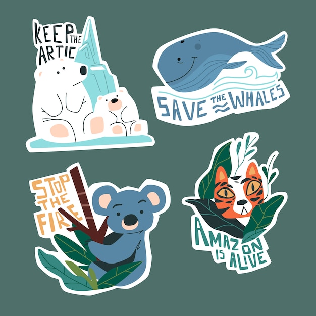 Free Vector hand drawn ecology badges