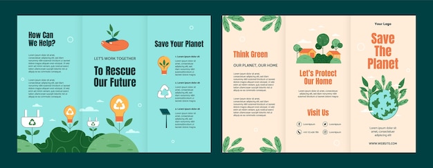 Hand drawn ecology concept brochure template