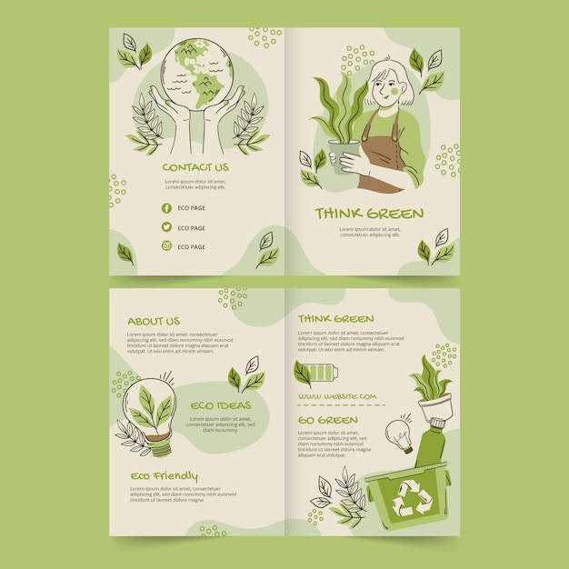 Hand drawn ecology concept brochure