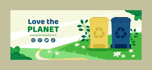 Hand drawn ecology concept facebook cover template