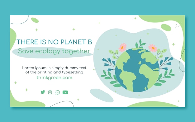 Hand drawn ecology concept facebook post  template