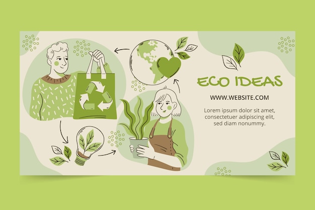 Hand drawn ecology concept facebook template