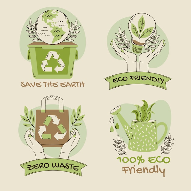 Hand drawn ecology concept labels