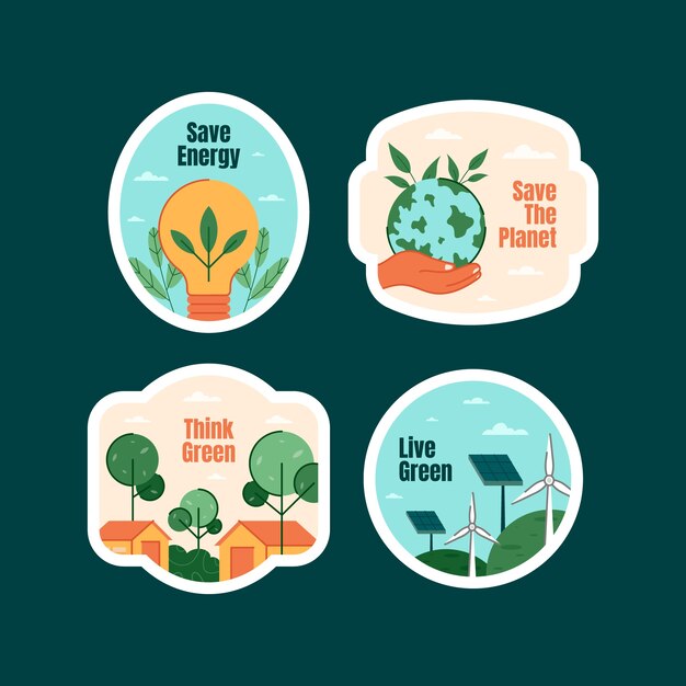 Hand drawn ecology concept labels