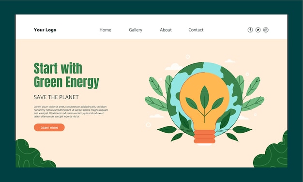 Hand drawn ecology concept landing page