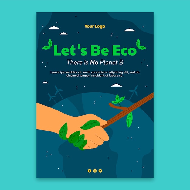 Free Vector hand drawn ecology concept poster template