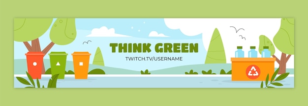 Free Vector hand drawn ecology concept twitch banner