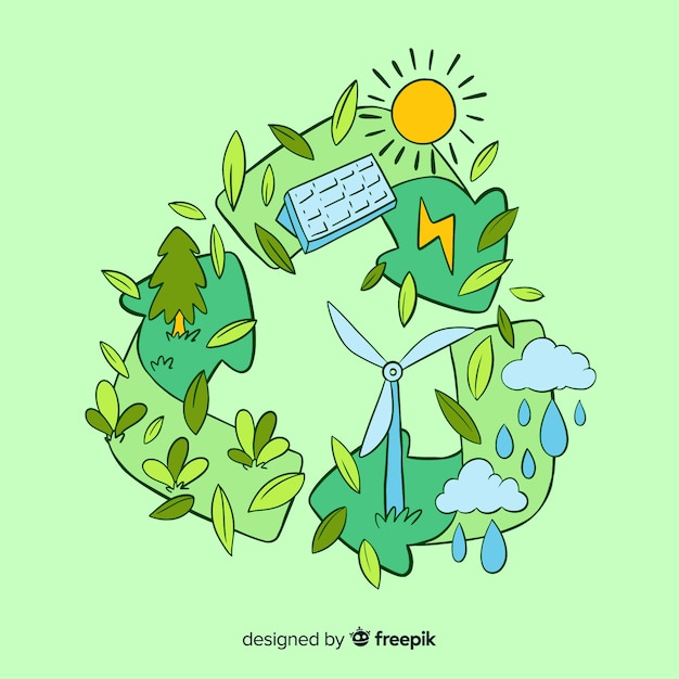 Free Vector hand drawn ecology concept with natural elements