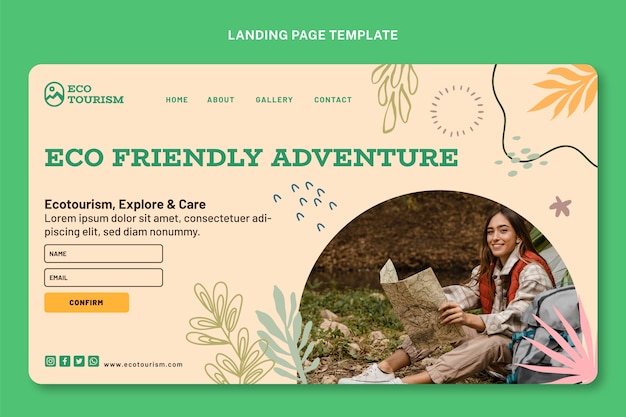 Free Vector hand drawn ecotourism landing page template