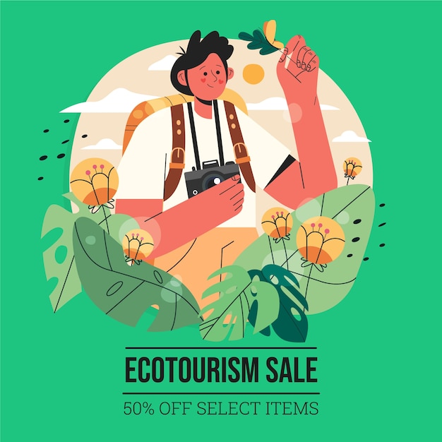 Free Vector hand drawn ecotourism sale background