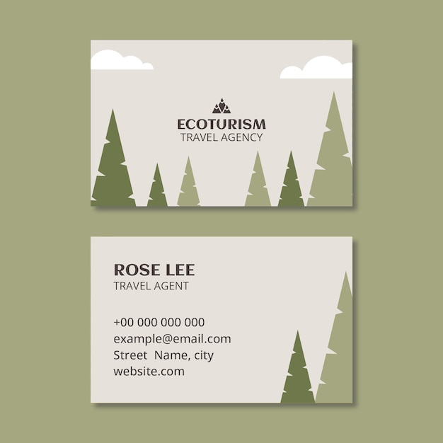 Hand-drawn ecotourism travel agency business card