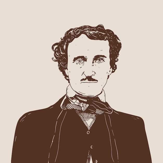 Free Vector hand drawn edgar allan poe illustration