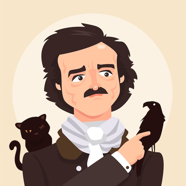 Free Vector hand drawn edgar allan poe illustration