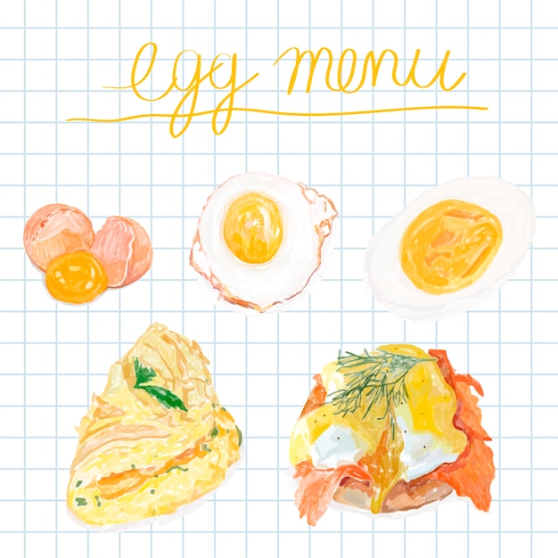 Free Vector hand drawn egg menu watercolor style