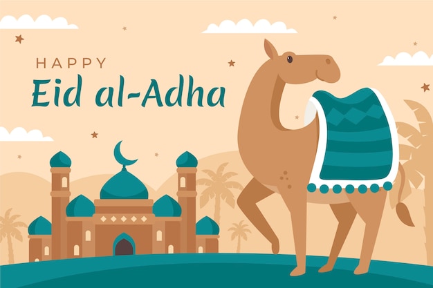 Hand drawn eid al-adha camel background