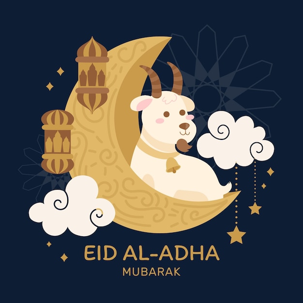 Hand drawn eid al-adha celebration illustration