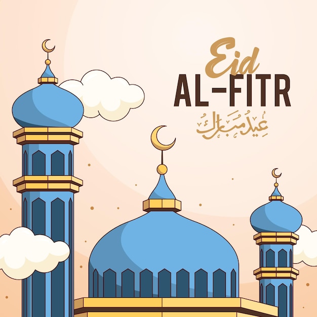 Hand drawn eid al-fitr - eid mubarak illustration