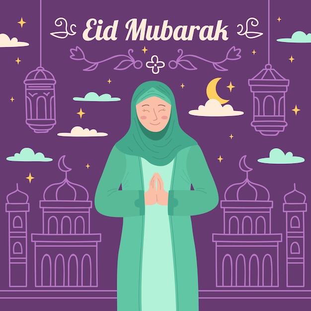 Free Vector hand drawn eid al-fitr illustration