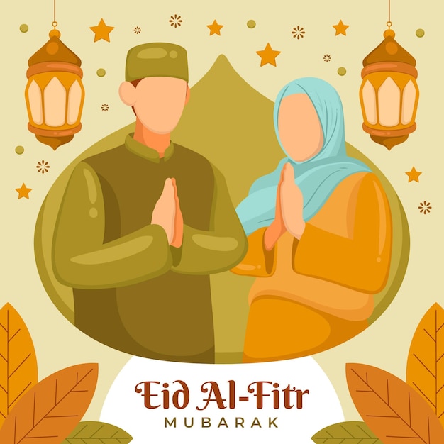 Hand drawn eid al-fitr illustration