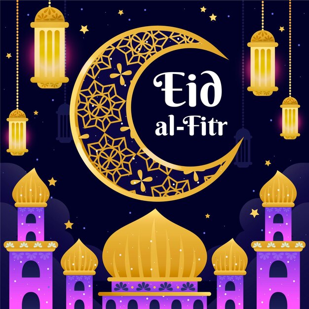 Hand drawn eid al-fitr illustration