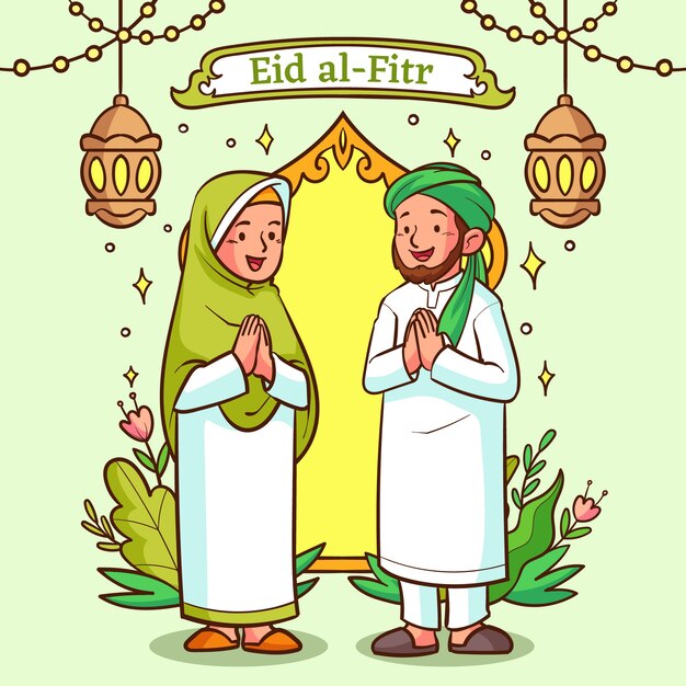 Hand drawn eid al-fitr illustration