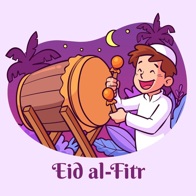 Hand drawn eid al-fitr illustration