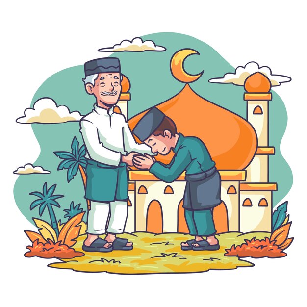 Hand drawn eid al-fitr illustration