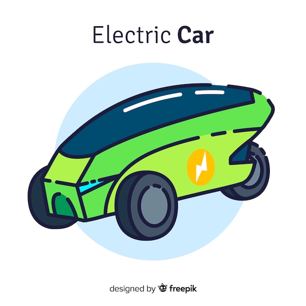 Free Vector hand drawn electric car background