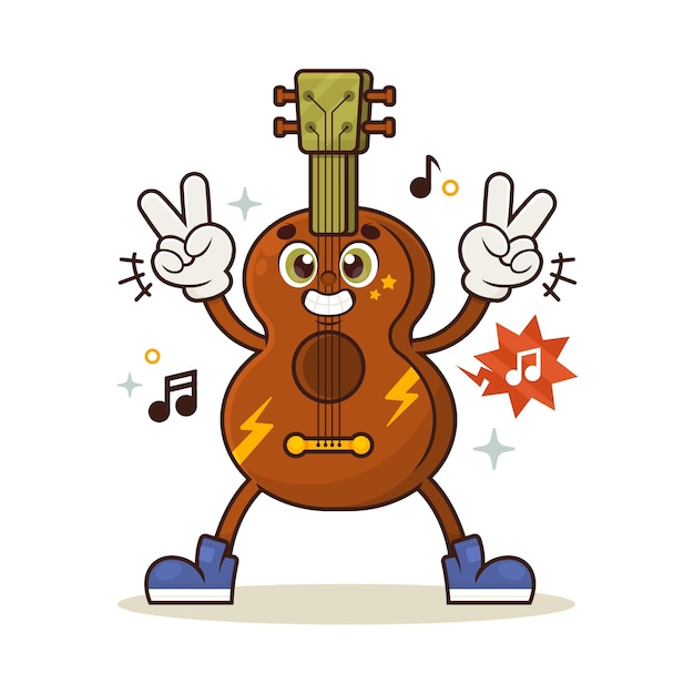 Free Vector hand drawn electric guitar cartoon illustration