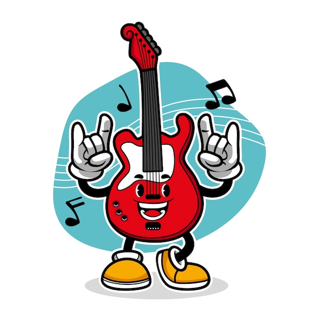 Free vector hand drawn electric guitar cartoon illustration