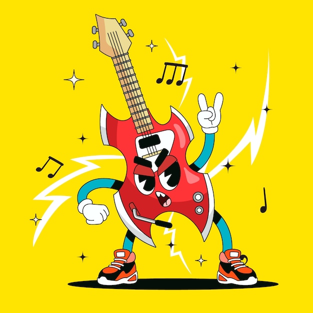 Free Vector hand drawn electric guitar cartoon illustration