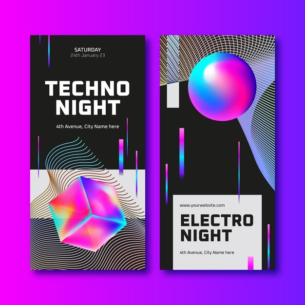 Hand drawn electronic music vertical banner