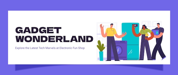 Free Vector hand drawn electronics store twitter header