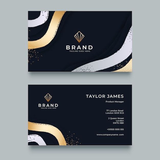 Hand drawn elegant double-sided horizontal business card template