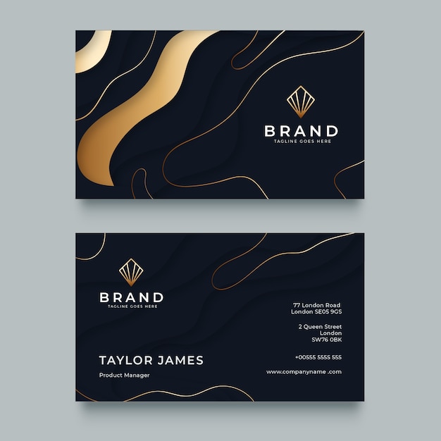 Hand drawn elegant double-sided horizontal business card template