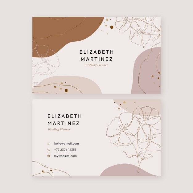 Hand drawn elegant double-sided horizontal business card template