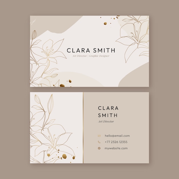 Hand drawn elegant double-sided horizontal business card template