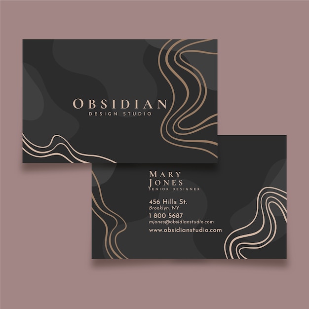 Hand drawn elegant double-sided horizontal business card template