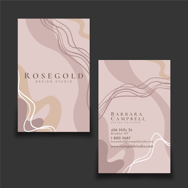 Hand drawn elegant double-sided vertical business card template