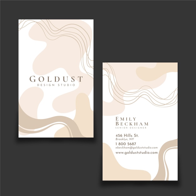 Hand drawn elegant double-sided vertical business card template