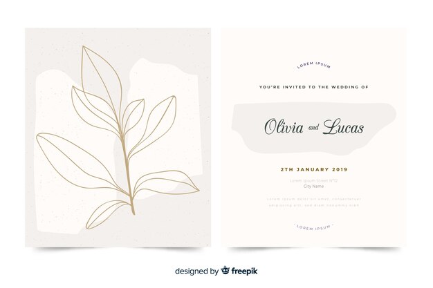 Hand drawn elegant wedding invitation template