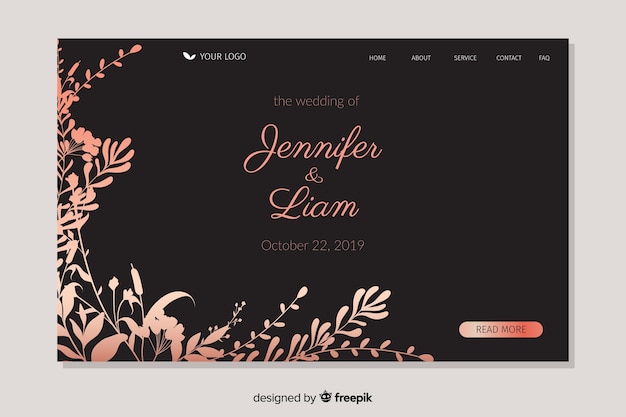 Hand drawn elegant wedding landing page template