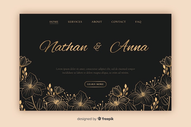 Hand drawn elegant wedding landing page template